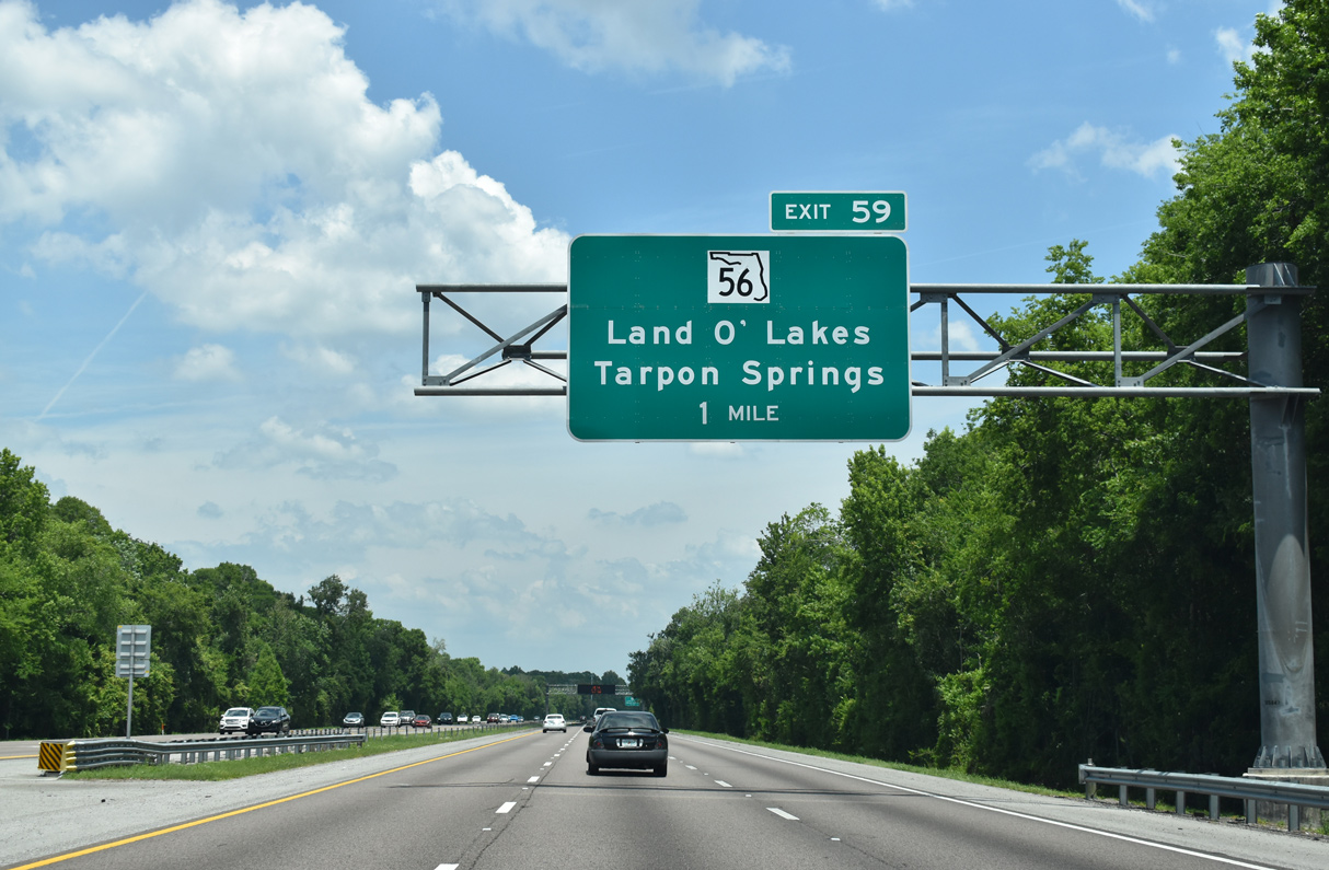 I-275 north one mile from I-75/SR 56 at Lutz, FL