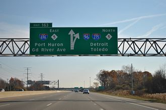 I-96 east at I-275/696/M-5 - Novi, MI