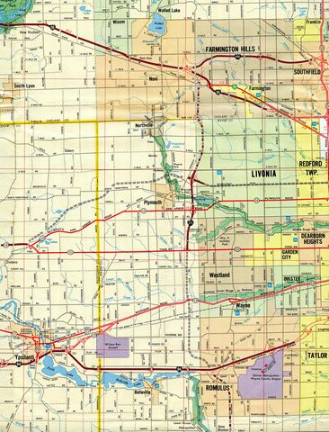 Livonia, Novi, Romulus – 1977/78 Michigan Official Highway Map