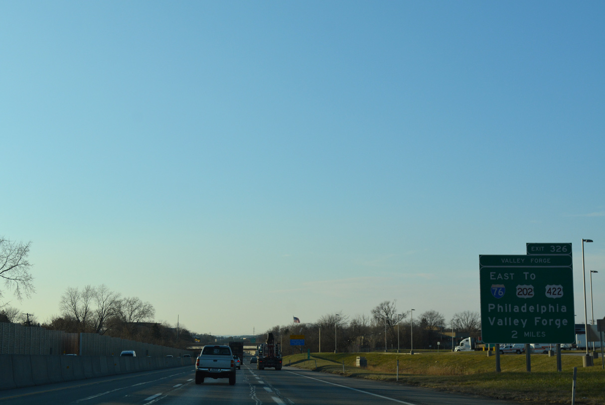 I-276/PA Tpk west two miles from I-76 in Upper Merion Twp.