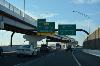 I-95/Pennsylvania Turnpike West at the beginning of Interstate 276 near Levittown