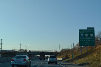 I-276 west one mile ahead of I-76/Schuylkill Expressway at King of Prussia, PA.