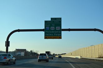 I-276/PA Tpk west at I-76/Schuylkill Expwy east in Upper Merion Twp.