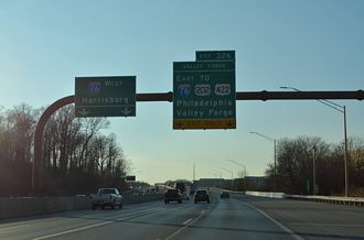 The west end of I-276 at I-76 near Valley Forge, Pennsylvania.