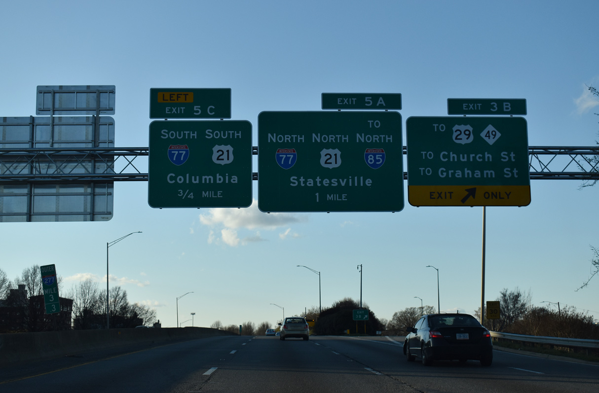 I-277/NC 16 north at 12th Street to US 29/NC 49 in Charlotte.