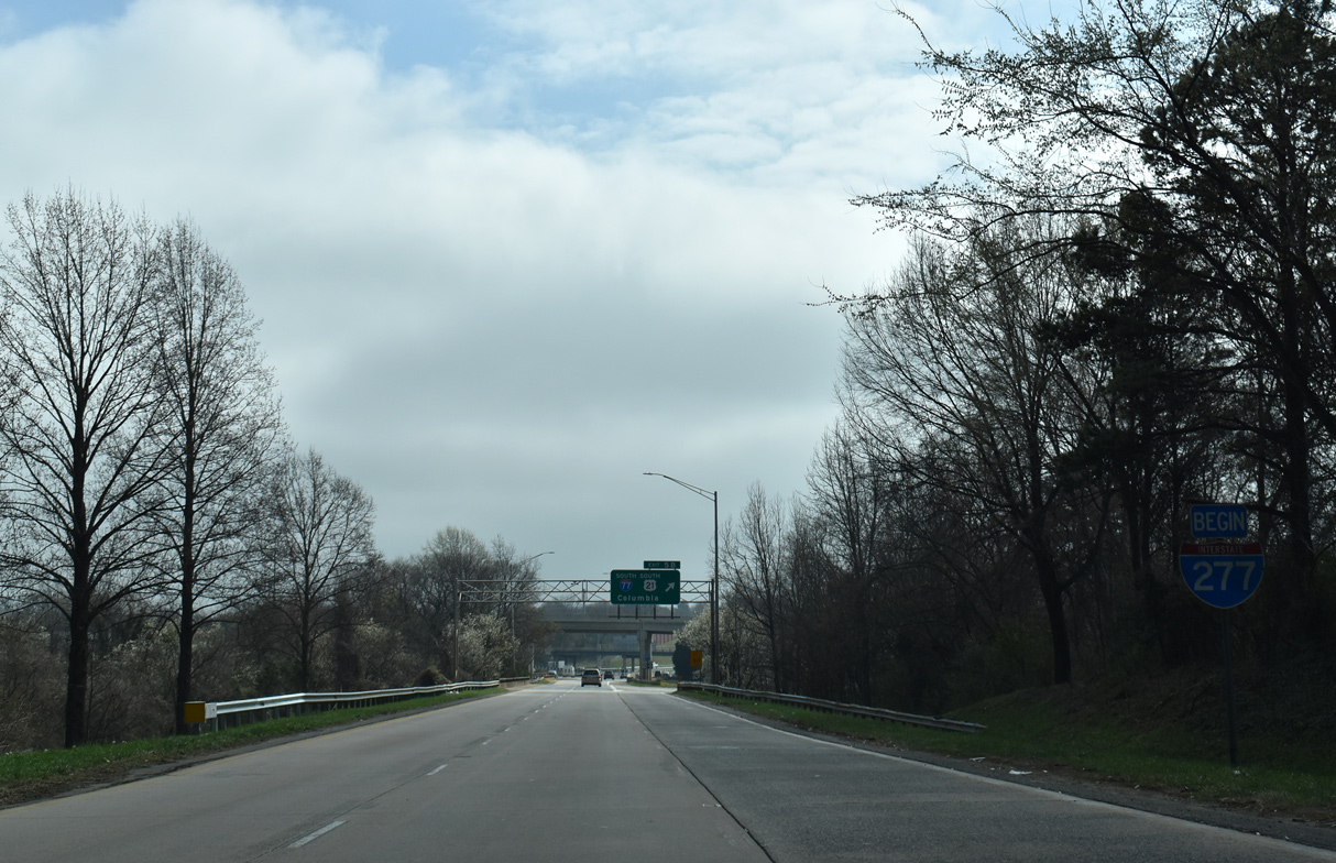 NC 16/Brookshire Freeway south at I-77/277 in Charlotte.