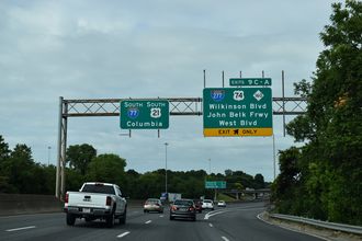 I-77 south at I-277/US 74-NC 27 - Charlotte