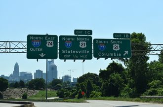 US 74 east at I-77 and I-277 - Charlotte, NC