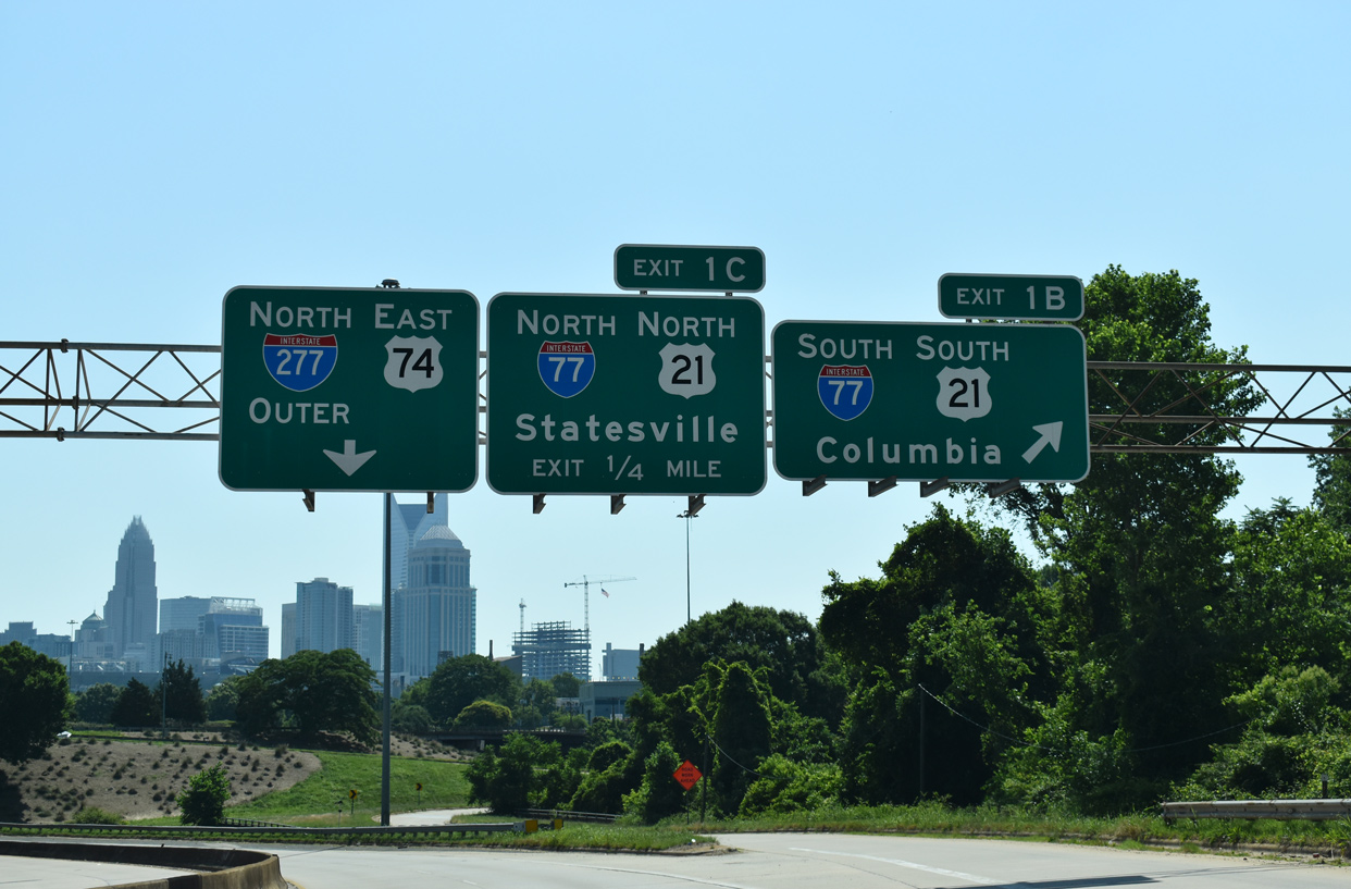 US 74 east at I-77 and I-277 - Charlotte, NC