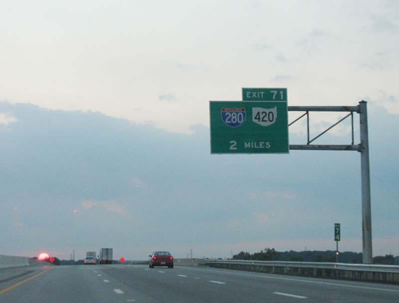 I-80/90/Ohio Tpk west at I-280/SR 420 - Troy Twp