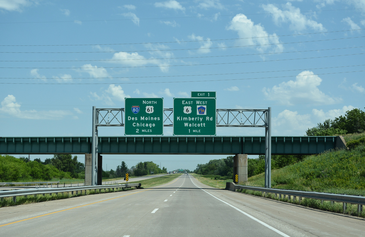 I-280/US 61 north at I-80/US 6 - Davenport, IA