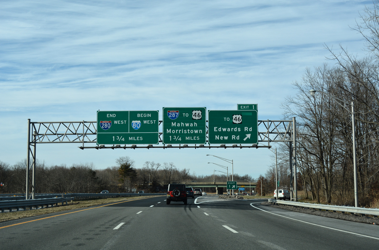 I-280 west at I-80/287 - Parsippany-Troy Hills Twp, NJ