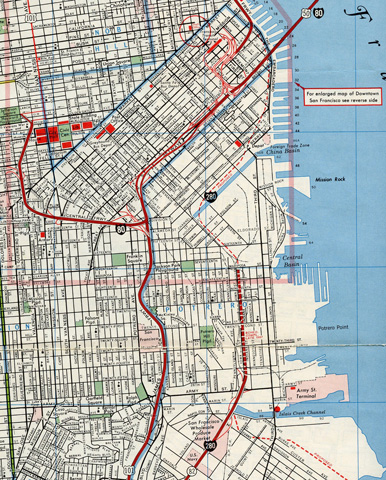1967 road map of San Francisco, California