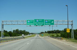 I-74/280 east at I-80/IL 110 - Colona