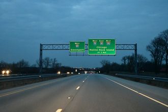 One mile south of I-80 and I-280 west on I-74 west near Colona, IL