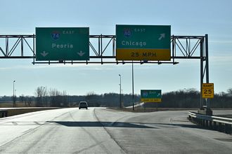 I-80/IL 110 east at I-74/280 - Colona