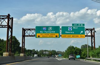 I-280 east at I-95/NJ Tpk - Kearny, NJ