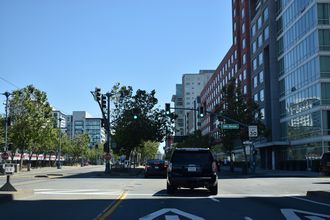 The north end of I-280 at 5th/King Streets in San Francisco, CA