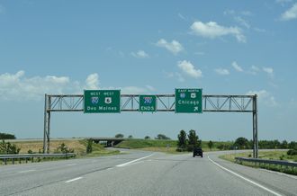 I-280/US 61 north at I-80/US 6 - Davenport, IA