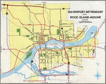 Quad Cities inset – 1964 Illinois Official Highway Map
