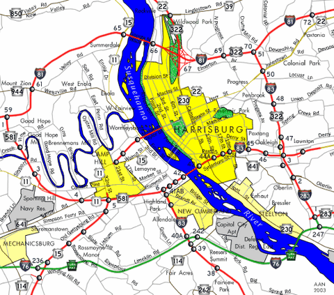 Harrisburg, Pennsylvania map