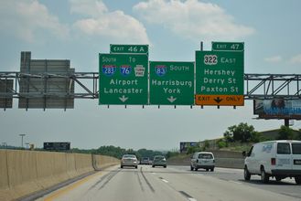 I-83/US 322 south at I-283 - Paxton Twp, PA