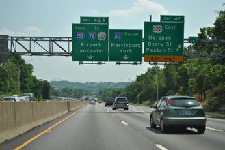 I-83/US 322 south at I-283 - Swatara Twp, PA