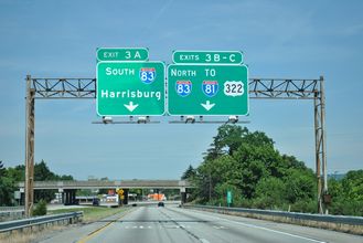 I-283 north at I-83/US 322 - Swatara Twp, PA