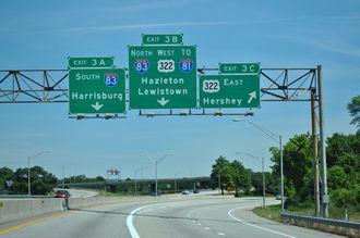 I-283 north at I-83/US 322 - Swatara Twp, PA