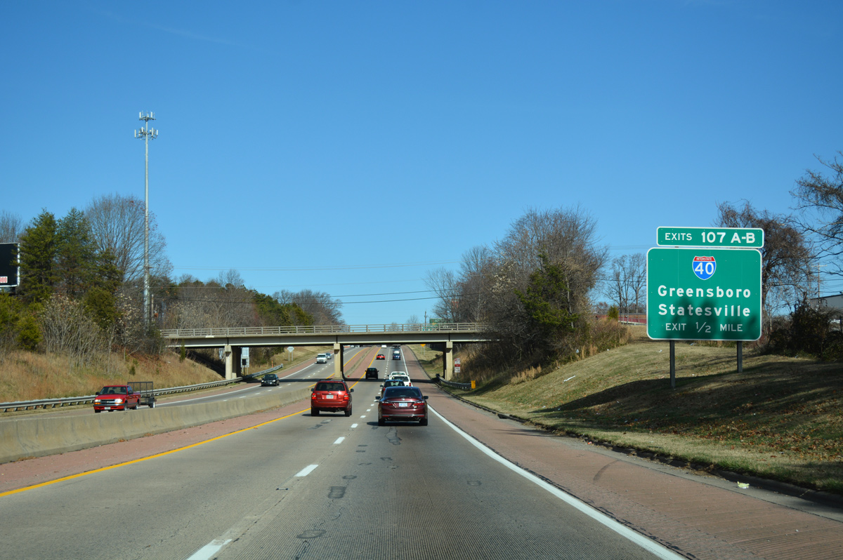 I-285/US 52 north at I-40 - Winston-Salem, NC