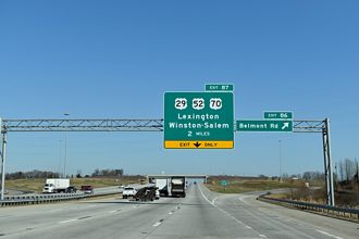 I-85/US 29-52-70 north at Belmont Rd, two miles from I-285 at Lexington, NC.