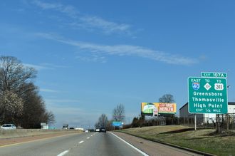 I-285/US 52 north at I-40 - Winston-Salem, NC