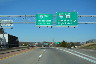 I-285/US 52 north at I-40 - Winston-Salem, NC