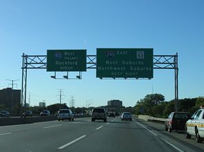 I-90 west at I-290/IL 53 - Rolling Meadows