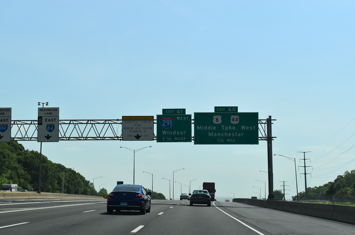 I-84 east at I-291 - Manchester, CT