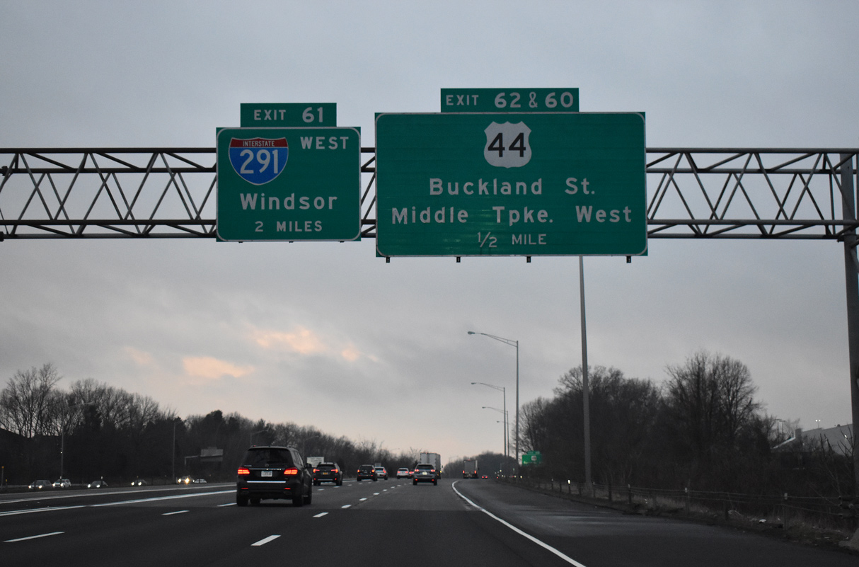 I-84 west at I-291 - Manchester, CT