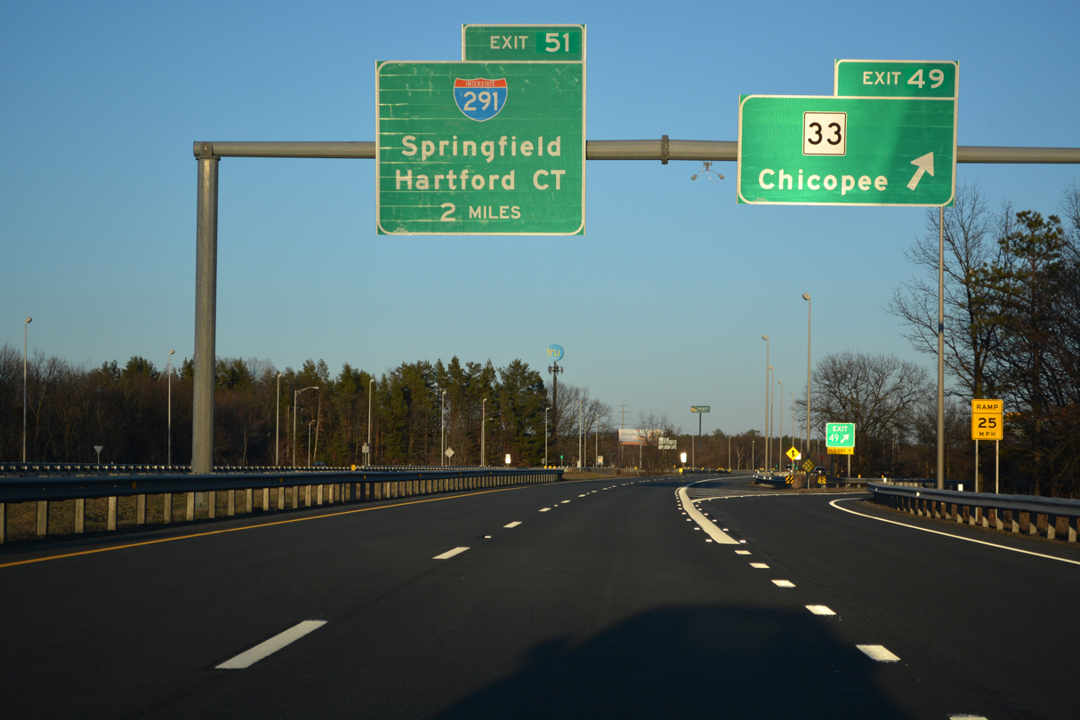 I-90/Mass Pike east at I-291 - Chicopee, MA