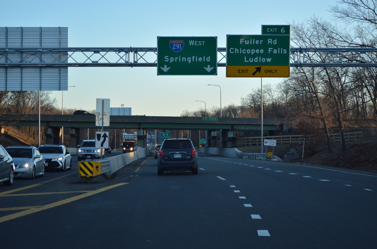 I-291 west at I-90/Mass Pike - Chicopee, MA