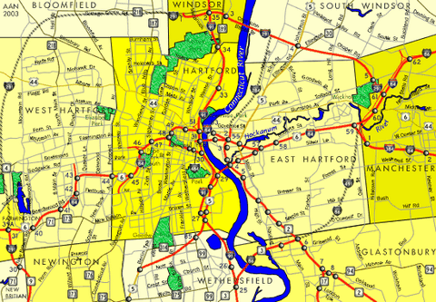 Map of Hartford, Connecticut