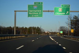 I-90/Mass Pike east at I-291 - Chicopee, MA