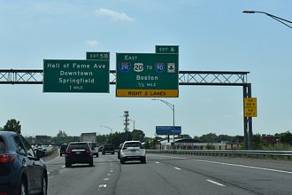 I-91 south at I-291/US 20 - Springfield, MA