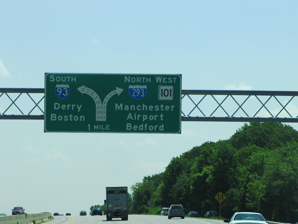 I-93/NH 101 south at I-293 - Manchester