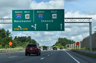 I-93 North at Interstate 293 in Manchester, New Hampshire