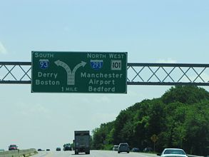 I-93/NH 101 south at I-293 - Manchester
