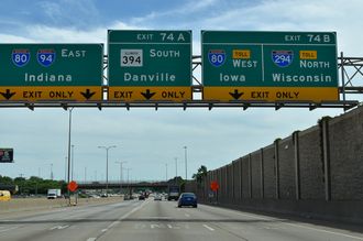 I-94 east at I-80-294/IL 394 - South Holland, IL