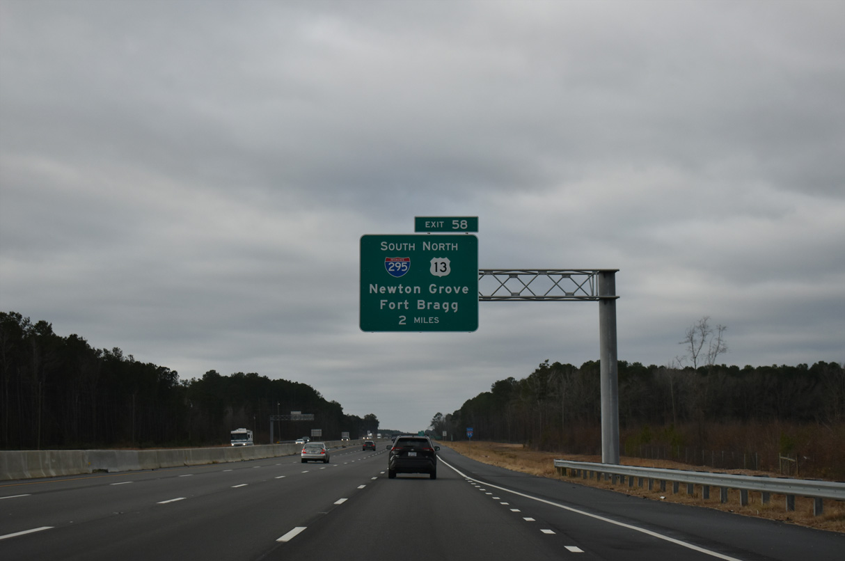 Two miles from I-295/US 13 on I-95 south near Eastover, NC