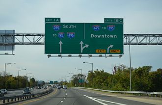 D.C. Route 295 South at I-295 and I-695 in Washington