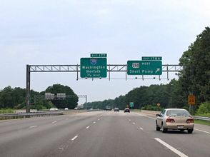 I-64 west at I-295 - Innsbrook, VA