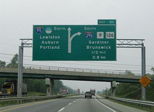 I-95/Maine Tpk south at I-295 - West Gardiner