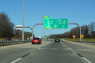 I-95 advances north through Bristol Township, PA to I-295 east.